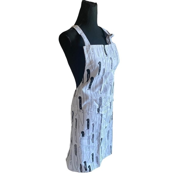 NOW DESIGNS Print Apron 27” x 32”L 29” Tie Black & White 100% Cotton NEW - Picture 7 of 14